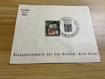 1940 German-Occupied Poland Red Cross Stamp Set-Krakau Special Cancel-Generalgouvernement