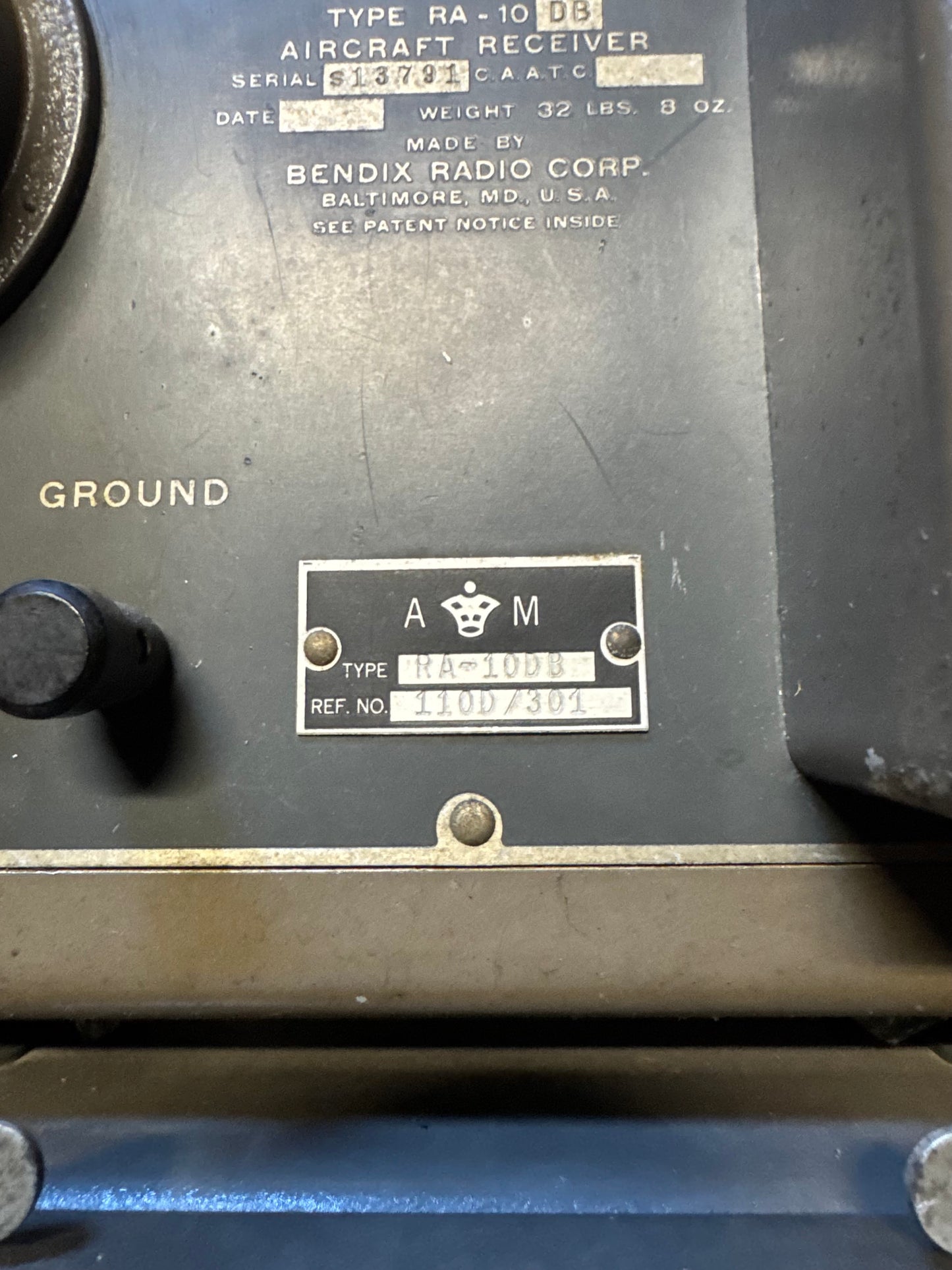 WWII Bendix RA-10DB Aircraft Receiver with MR-11D Loop Relay Unit
