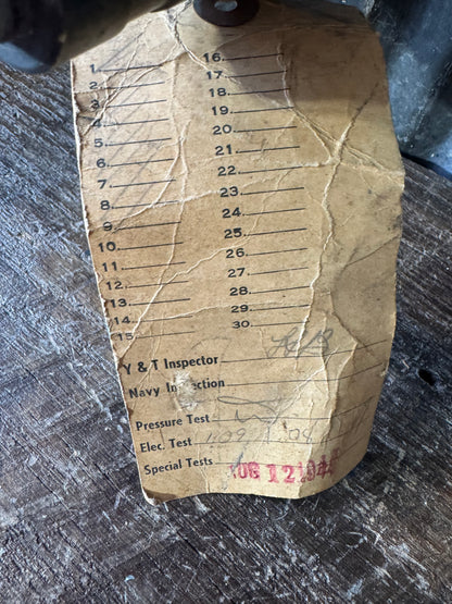 WWII U.S. Navy Waveguide Rotary Joint Assembly with Inspection Tag