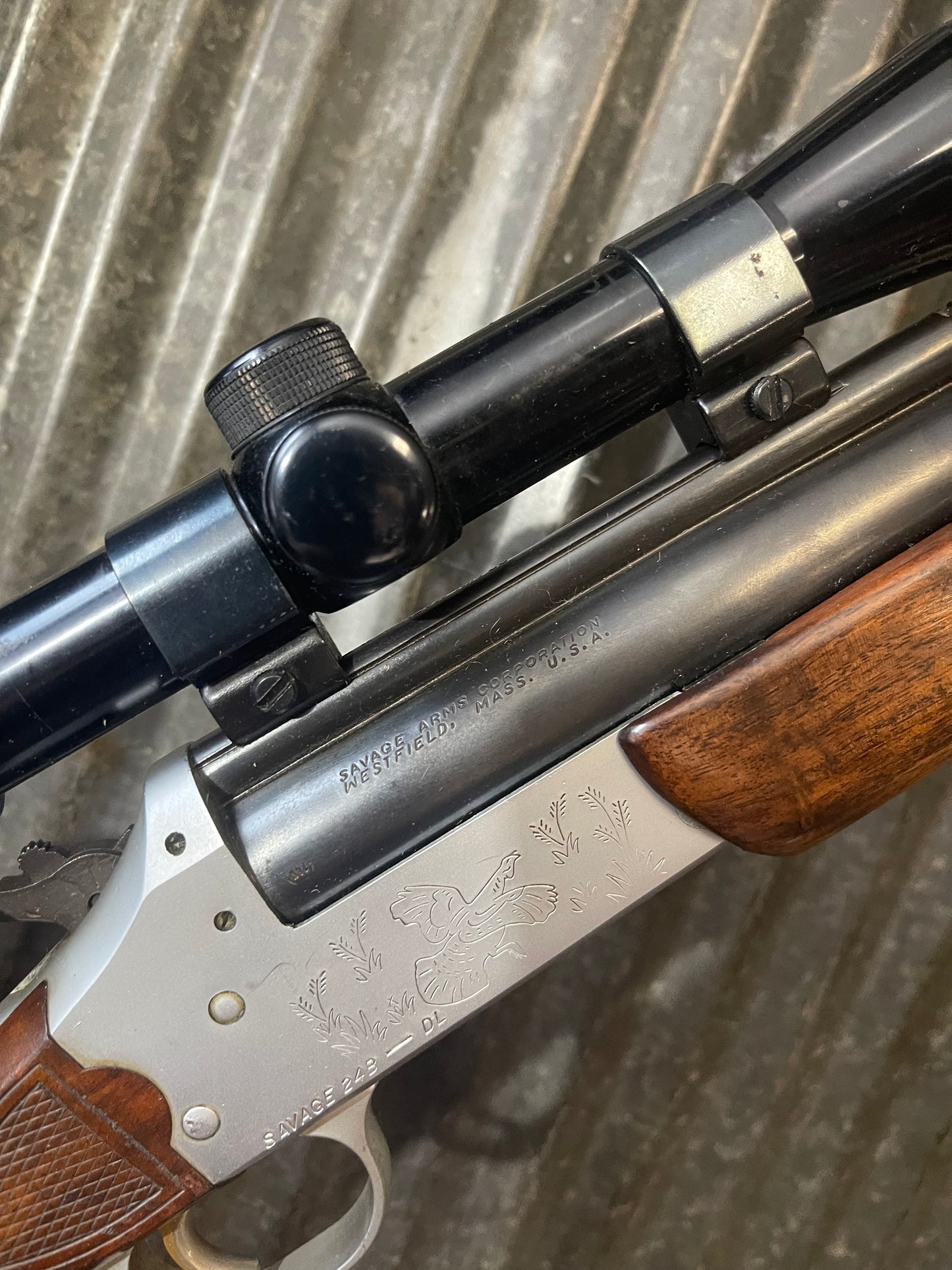 Savage Model 24B-DL Deluxe .22 Magnum / 20 Gauge Over-Under Combination Gun – Scoped