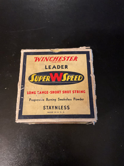 Vintage Winchester Leader Super Speed 12 Gauge 3” Magnum Shot Shells — Full Box of 25