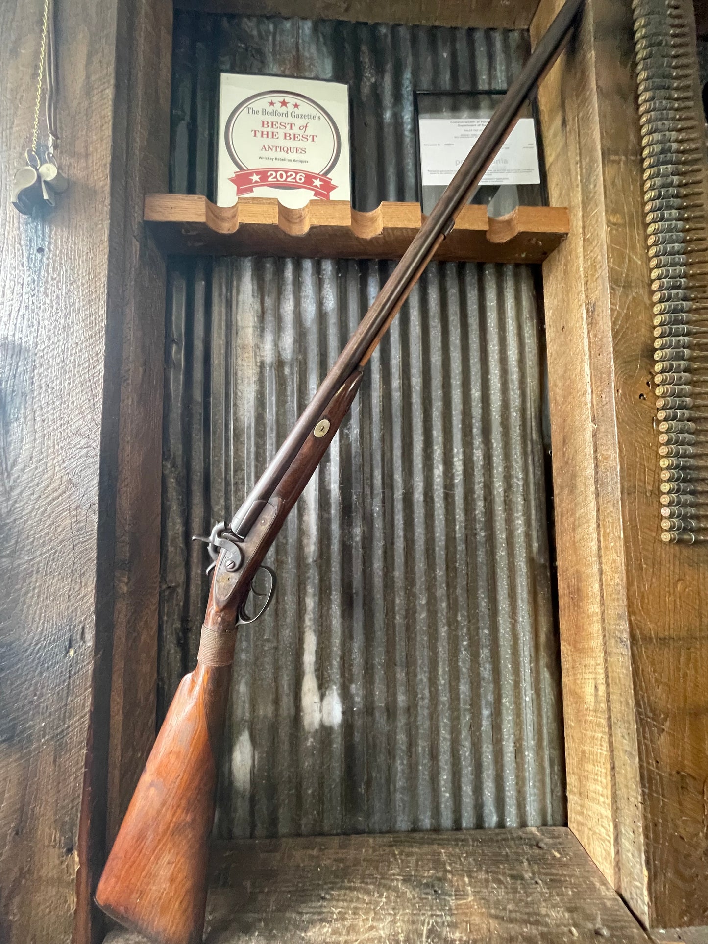 W. Moore Double Barrel Side-by-Side Percussion Shotgun 12 Gauge Antique Black Powder