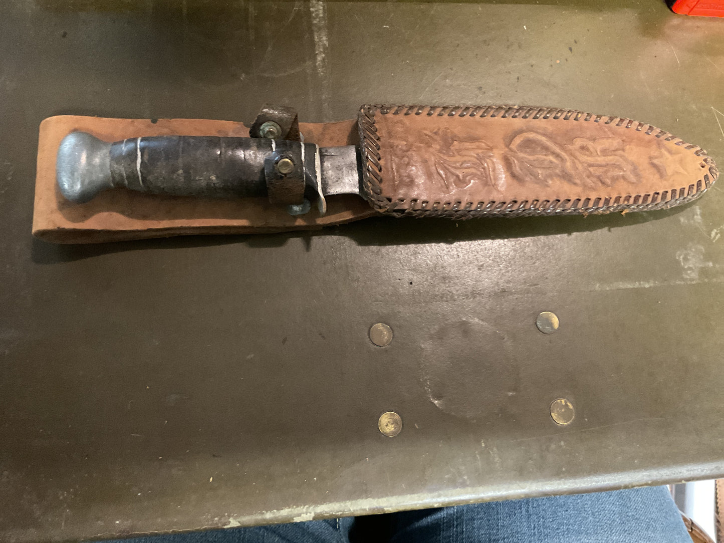 WWII Theatre Knife Black & Silver Handle