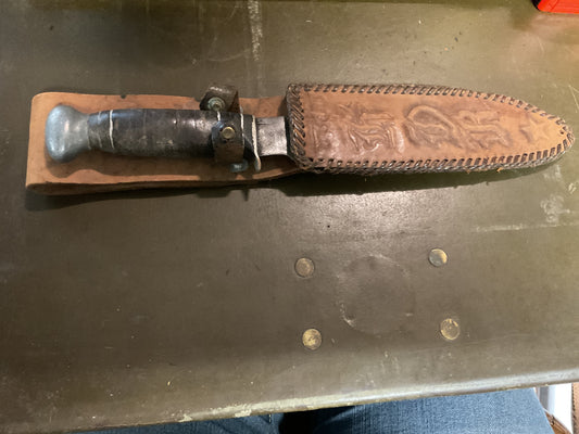 WWII Theatre Knife Black & Silver Handle