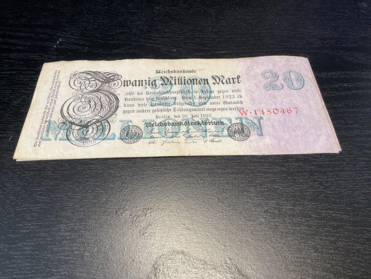 German 20 Million Marks Reichsbanknote 1923