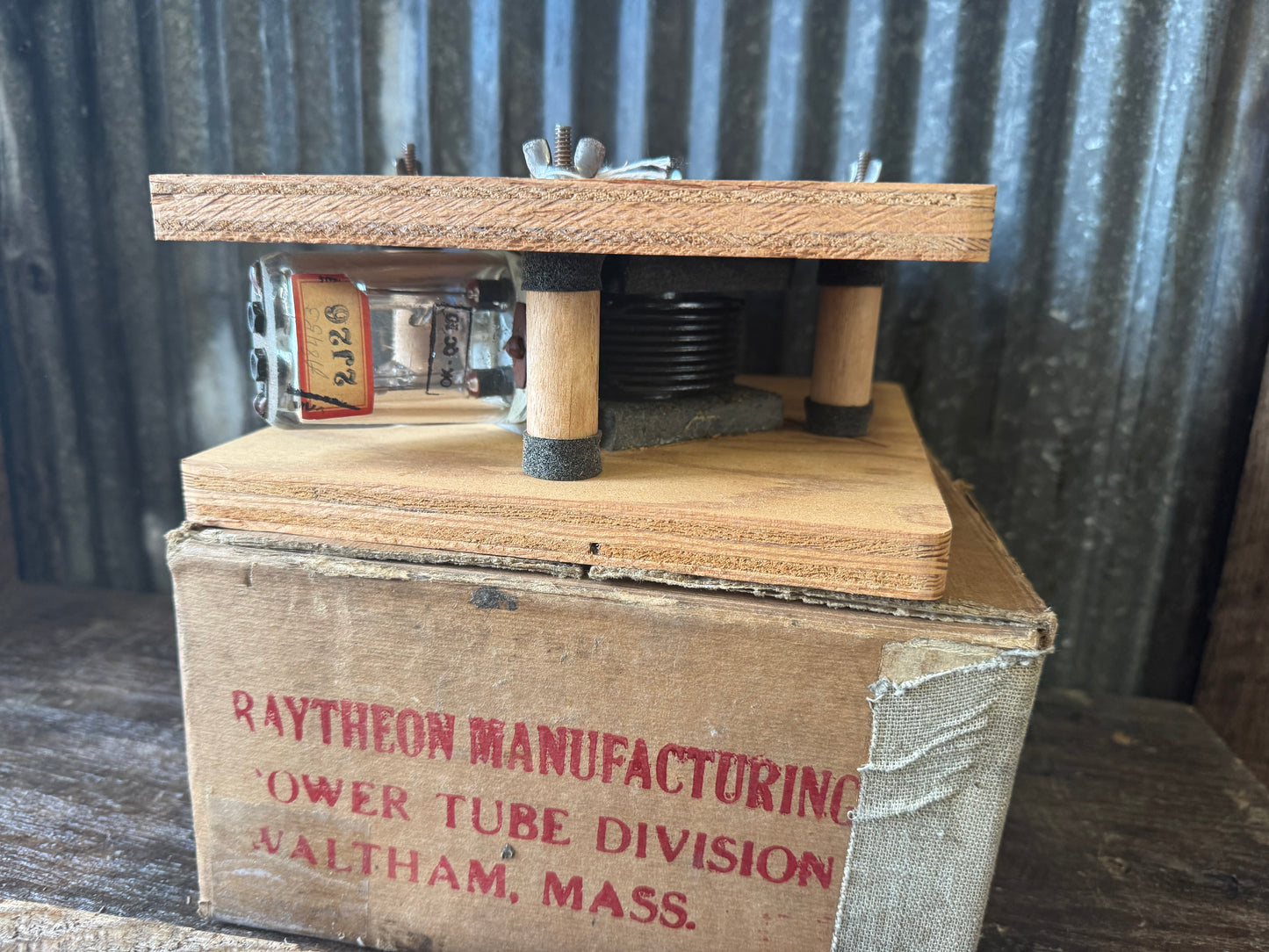 WWII Raytheon Vacuum Tube Display / Experimental Tube Assembly w/ Original Raytheon Box