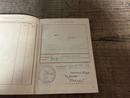 Original WWII German Third Reich Arbeitsbuch & Portrait Photo-Named Deutsche Reichsbahn Worker, Gerhard Becker-1944 Issue