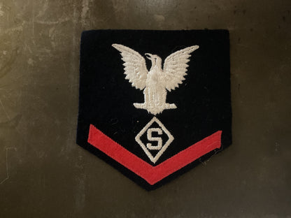 WWII US Navy Specialist 5 Rating Badge Patch Silver Eagle Chevron Original