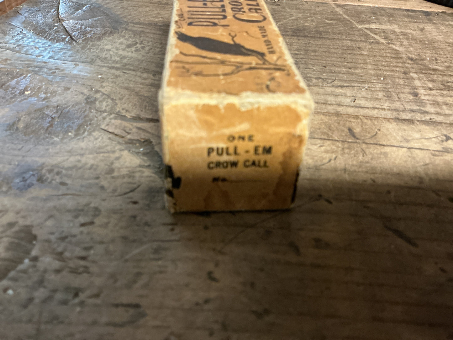 Vintage Oliver’s “Pull-Em” Crow Call w/ Original Box-Houston, Texas