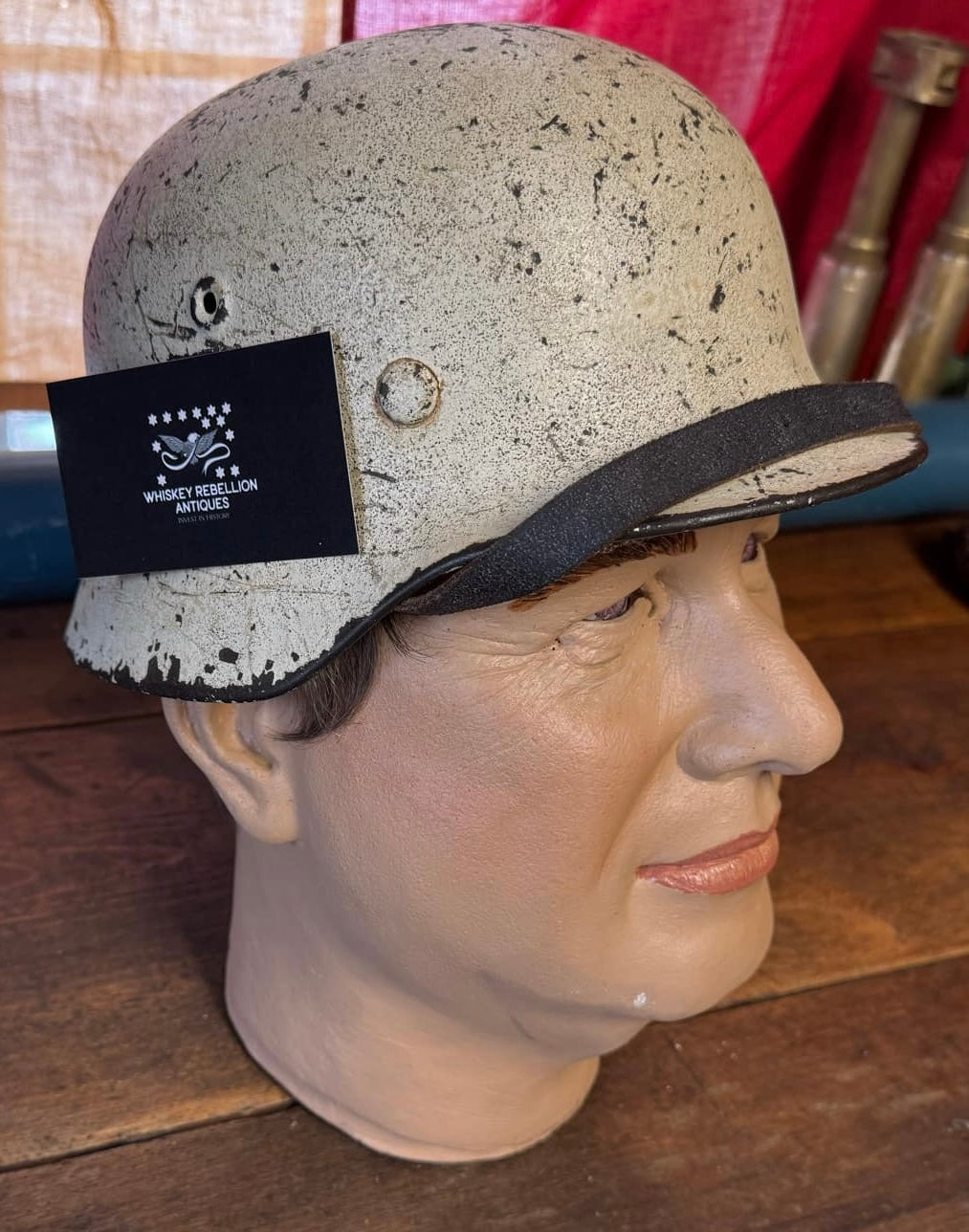German M40 WWII Helmet Snow Camo