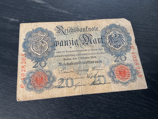 German 20 Mark Reichsbanknote 1910
