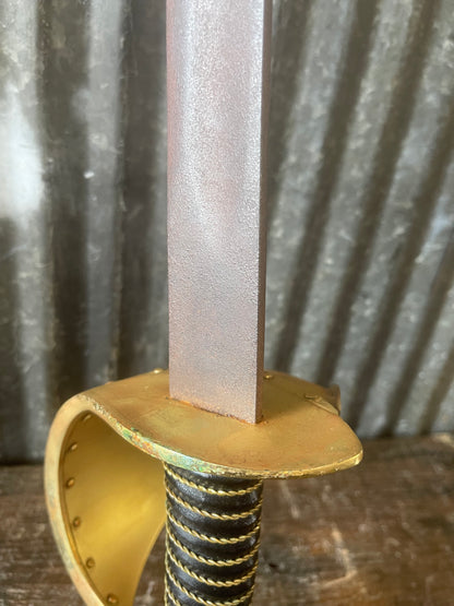 Reproduction Naval Cutlass Sword — Brass Guard & Leather-Wrapped Grip