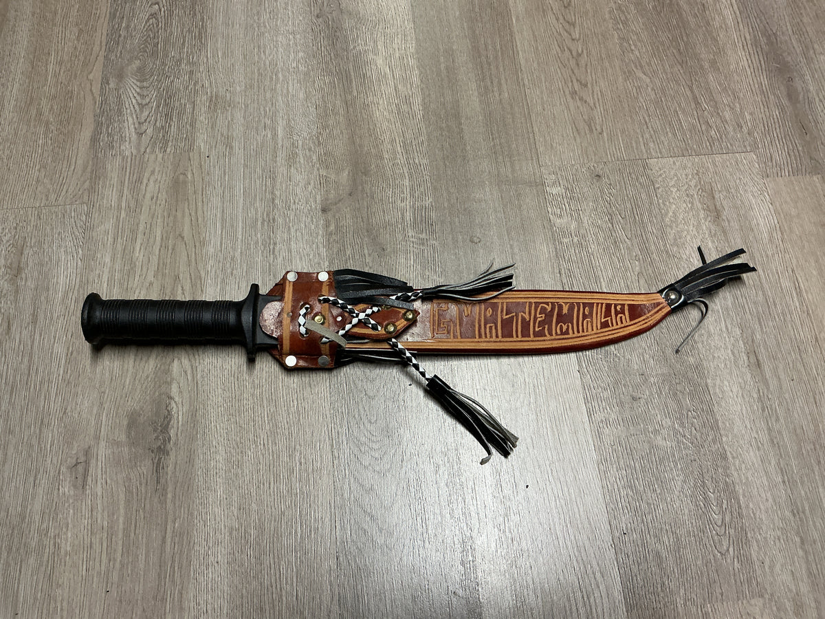 IMACASA El Salvador Large Bowie/Machete Knife w/ Decorative Leather Sheath