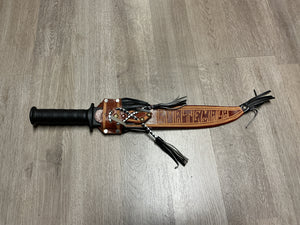 IMACASA El Salvador Large Bowie/Machete Knife w/ Decorative Leather Sheath