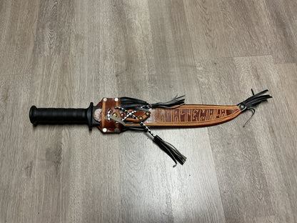 IMACASA El Salvador Large Bowie/Machete Knife w/ Decorative Leather Sheath