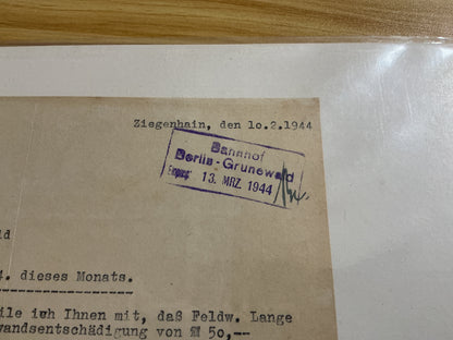 1944 WWII German Hitler Youth Documents- Ziegenhain to Deutsche, Reichsbahn, Berlin-Grunewald