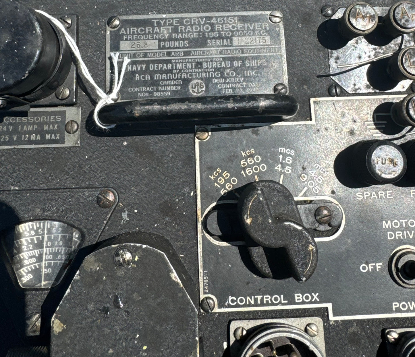 WWII U.S. Navy RCA CRV-46151 ARB Aircraft Radio Receiver — 1942