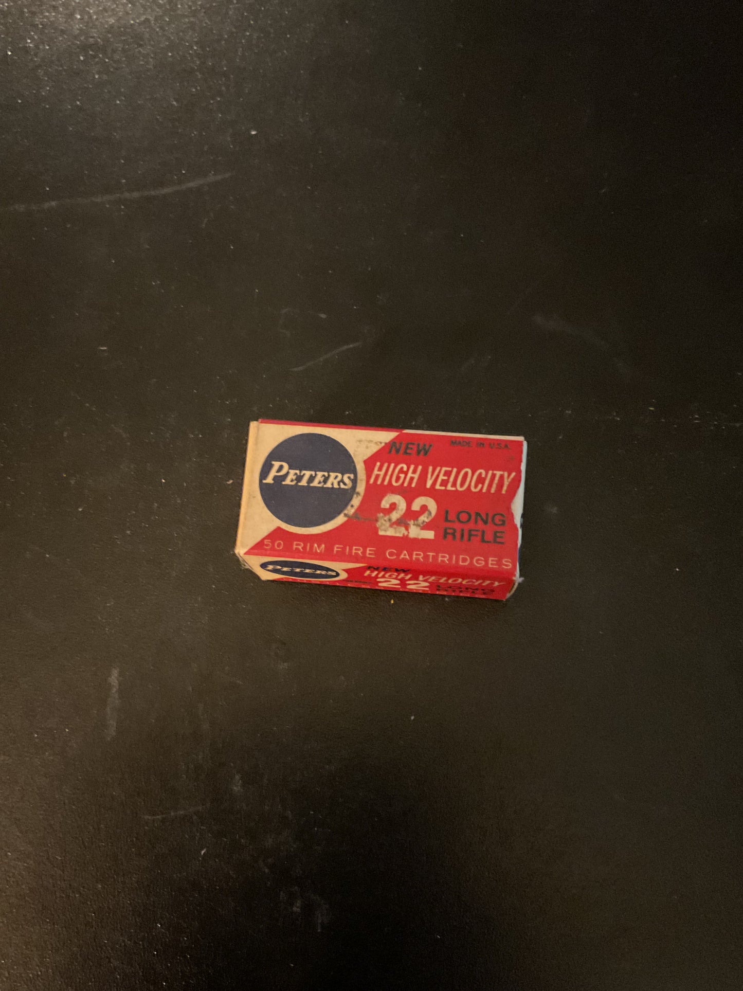 Vintage Peters High Velocity .22 Long Rifle Rimfire Cartridges — Full Box of 50