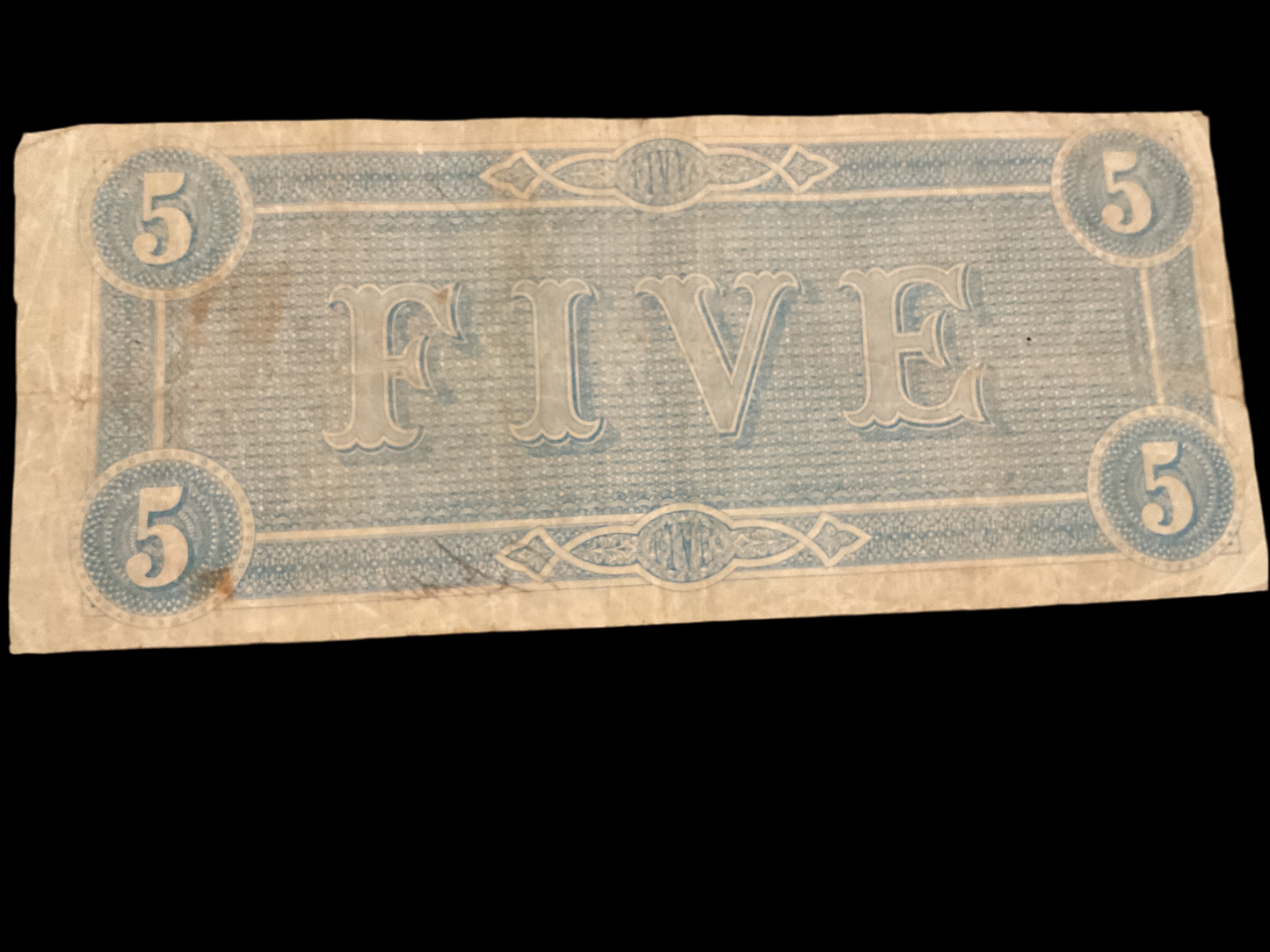 Original Confederate Five Dollar Bill