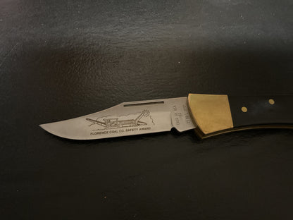 Vintage Case XX Fixed Blade Hunter Florence Coal Co. Safety Award