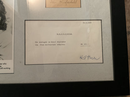 Leni Riefenstahl Signed Display w/ 1972 Receipt- WWII German Filmmaker/Olympia Director