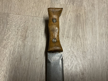 Antique Butcher Knife-Early 1900s Carbon Steel Blade-Wood Handle-Primitive Meat Cleaver Style Tool