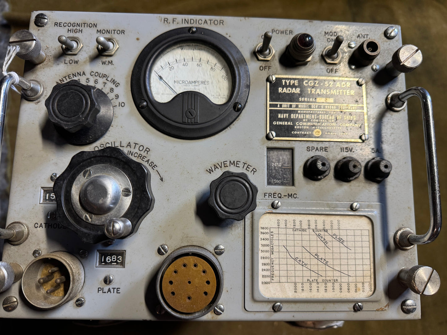 WWII U.S. Navy CGZ-52ADR Radar Transmitter / R.F. Indicator Unit