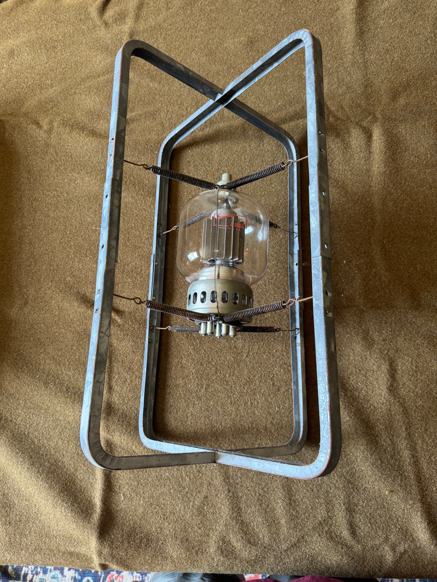 WWII / Early Military Radar Tube Assembly
Eimac 4-1000A power transmitting tube in original frame/mount