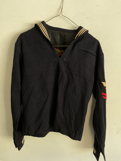 WWII U.S. Navy Dress Blue Jumper - Petty Officer Second Class Machinist’s Mate with Dragon Embroidery - Size Medium (Estimated)