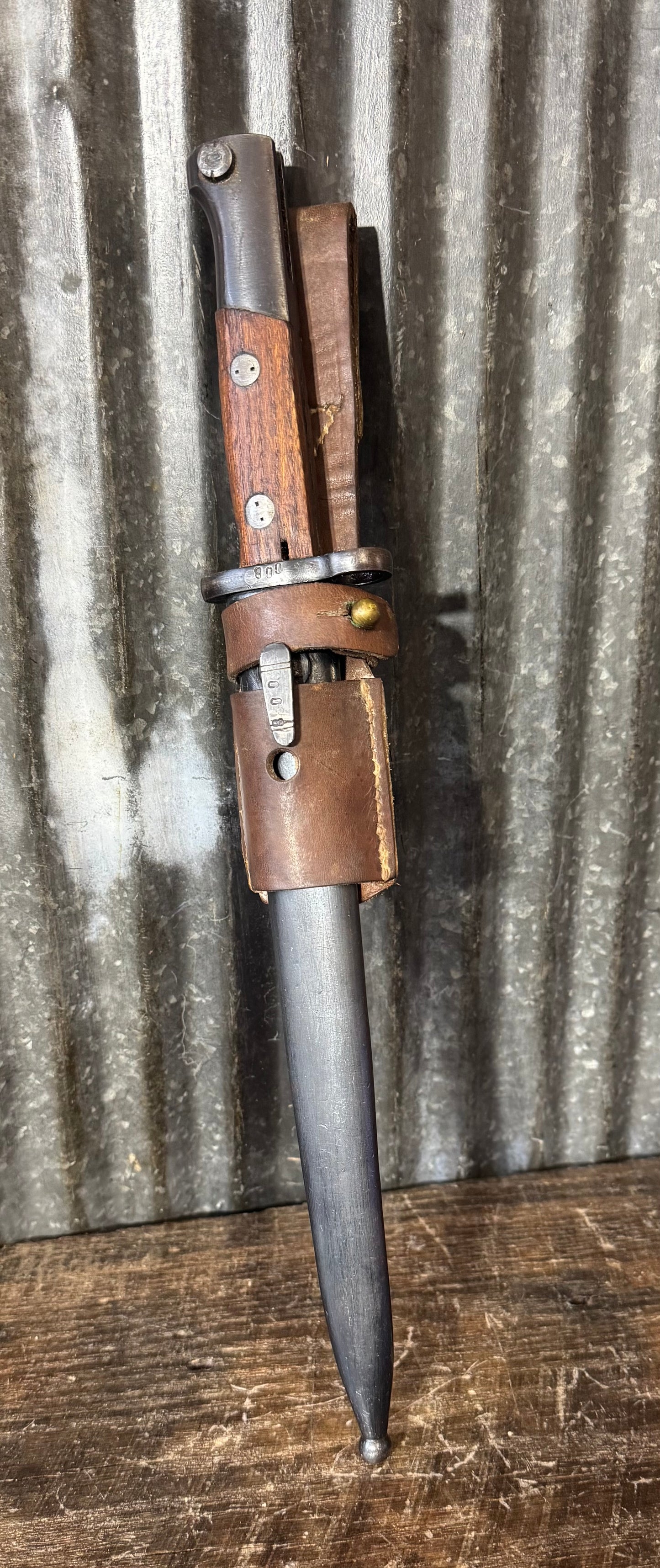Original WWII German K98 Bayonet by Elite-Diamant (44) – Matching Scabbard with Frog