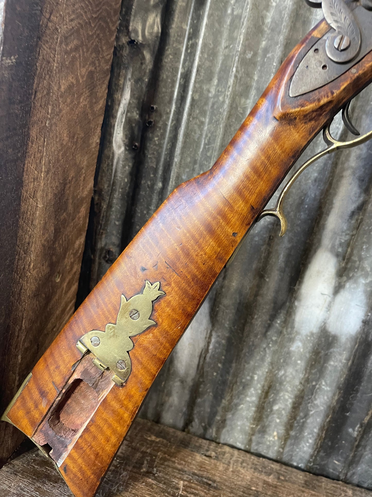 Unmarked .50 Caliber Percussion “Short Rifle” – Curly Maple Stock – Functional Lock