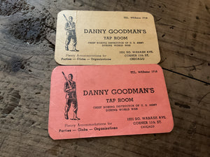 Vintage Danny Goodman’s Tap Room Chicago Advertising Cards-WWII Boxing Instructor Pair