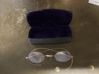 Antique Gold Filled Wire Rim Eyeglasses C.1905-1925 with Original Case-Wilkes Barre, PA