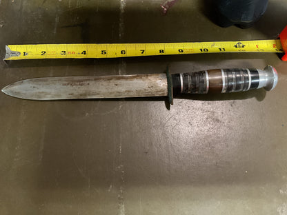 WWII Theatre Knife brown black & clear handle (no sheath)