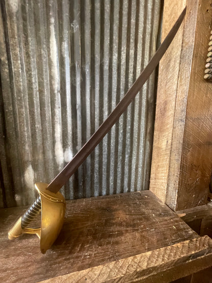 Naval Cutlass Style Sword – Reproduction – Brass Guard / Wire-Wrapped Grip