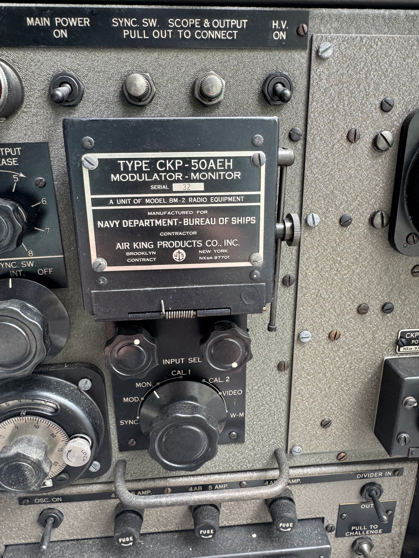 WWII U.S. Navy Bureau of Ships Model BM-2 radio transmitting/receiving equipment cabinet