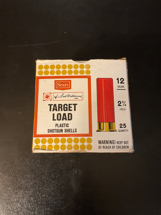 Vintage Sears Ted Williams 12 Gauge Target Load Shotgun Shells — Full Box of 25