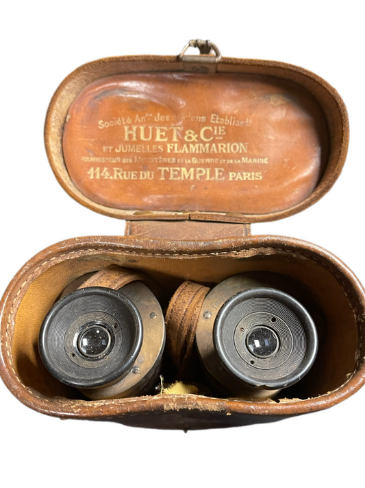 WWI Goerz Trieder Binocle “Pernox” 6x30 Binoculars with Custom Huet & Cie Case
