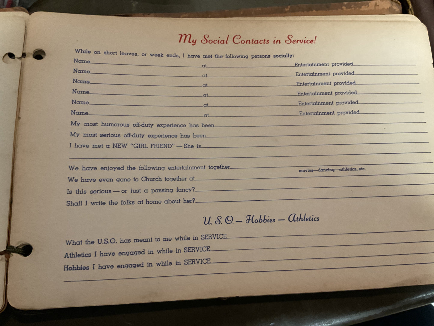 Soldier’s Service Diary WWII (unused)