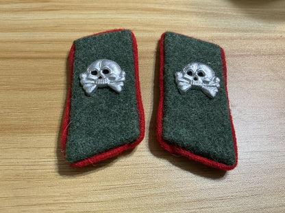 Reproduction WWII German Heer Panzer/Assault-Gun Style Totenkopf Collar Tabs-Pair of 2