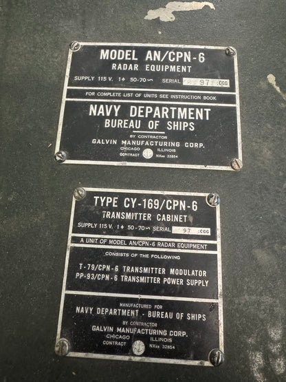 WWII U.S. NAVY AN/CPN-6 RADAR TRANSMITTER CABINET