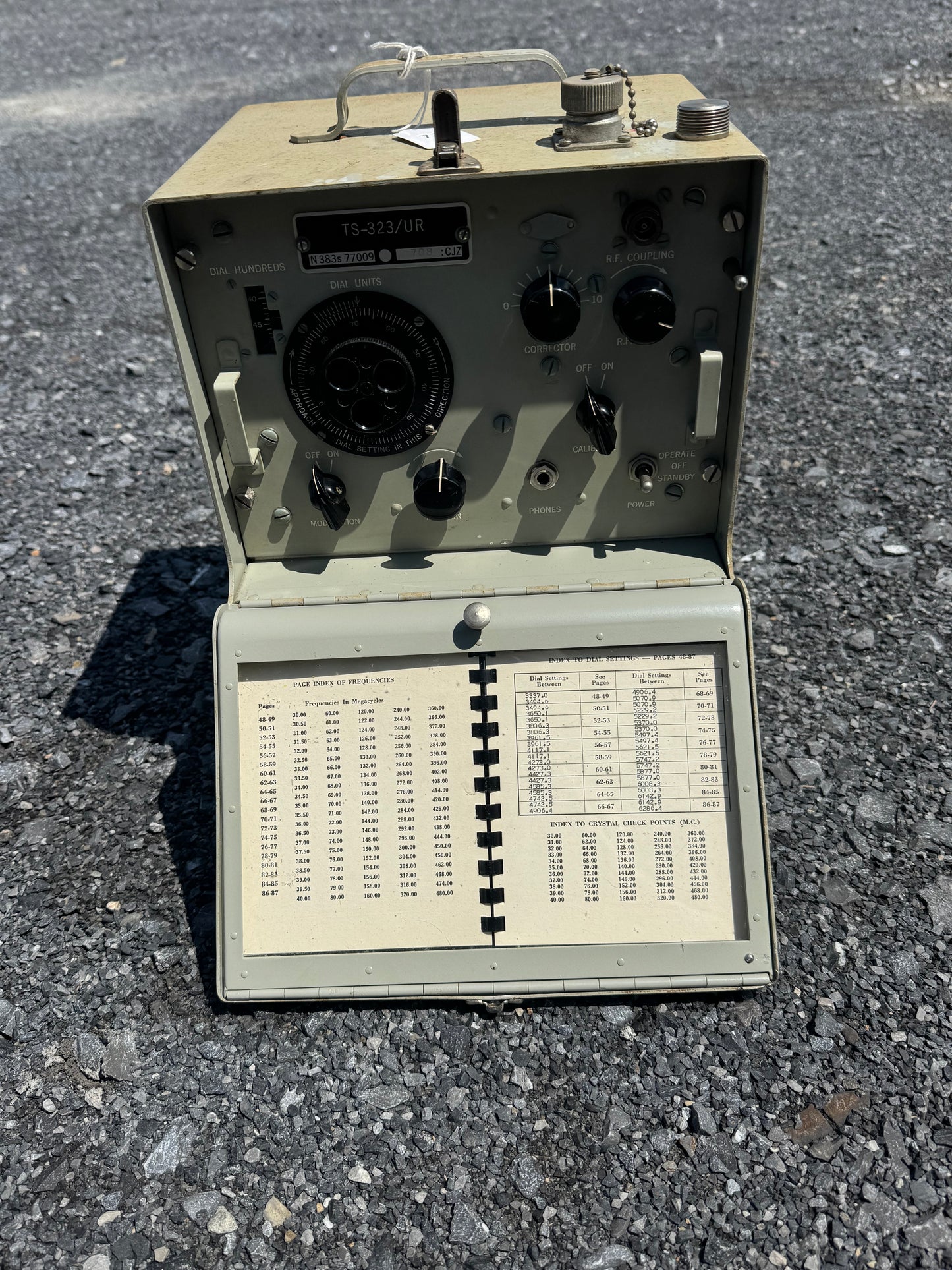 U.S. Navy TS-323/UR Heterodyne Frequency Meter Complete with Cables & Charts