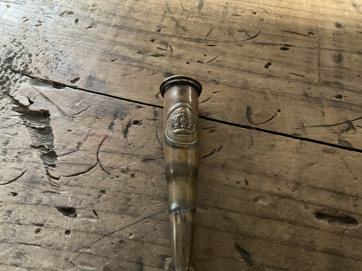 WWI St. Miguel Trench Art Cross w/ Decorated Cartridge Handle