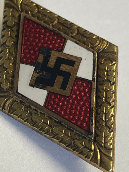 Golden Hitler Youth Honor Badge with Oak Leaves – Gold-Tested 14K/585 – Numbered 261