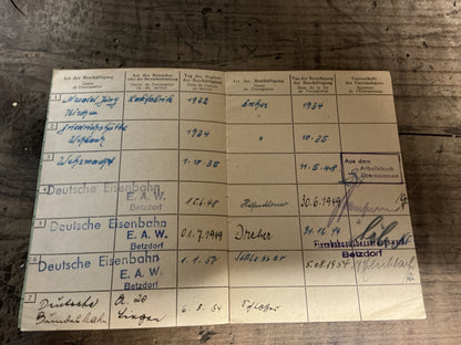 Original 1948 German Berufsbuch ( Professional Work Book )- Named: Erich Kolsdorf Born November 9, 1914
