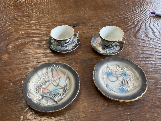 Ceramic Dragon China Saucer Cups & Plates