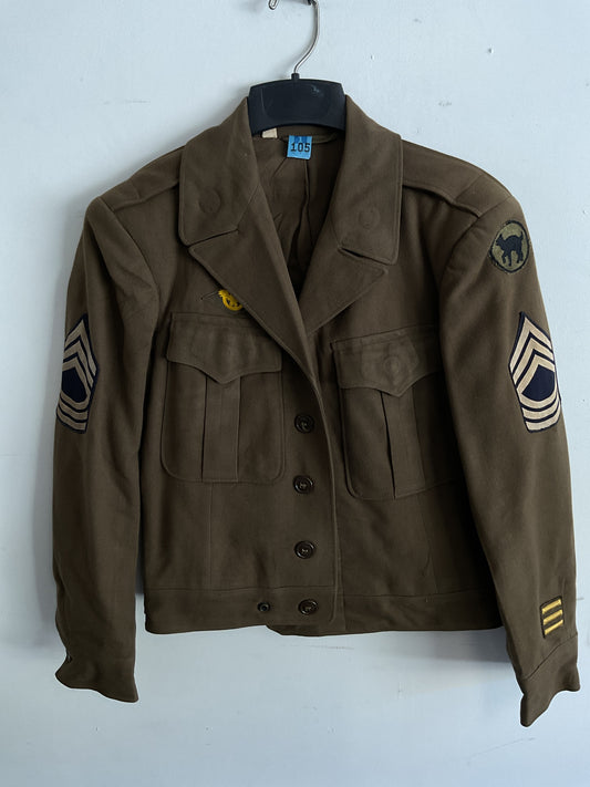 WWII U.S. Army 81st Infantry Division Service Dress Jacket - Sergeant Rank with Ruptured Duck Patch - Size 36S