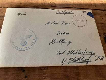 WWII German Wehrmacht Feldpost Letter & Envelope-Feldpost Nr. 32036-Nov. 3, 1940