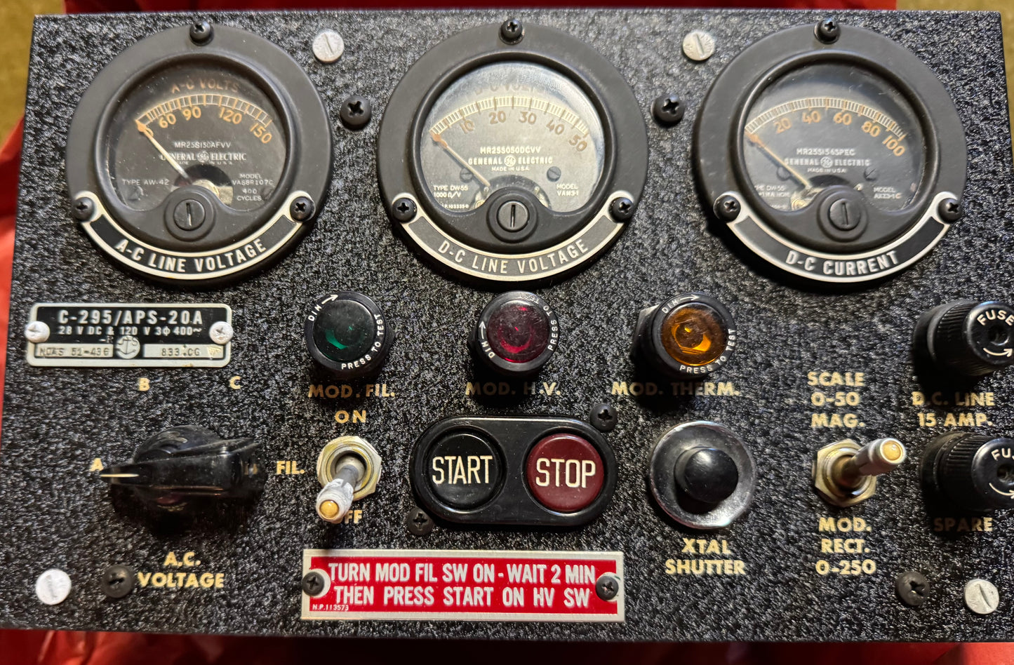 U.S. Military Radar/Power Control Case — C-295/APS-20A — NOS Wrapped, 1952