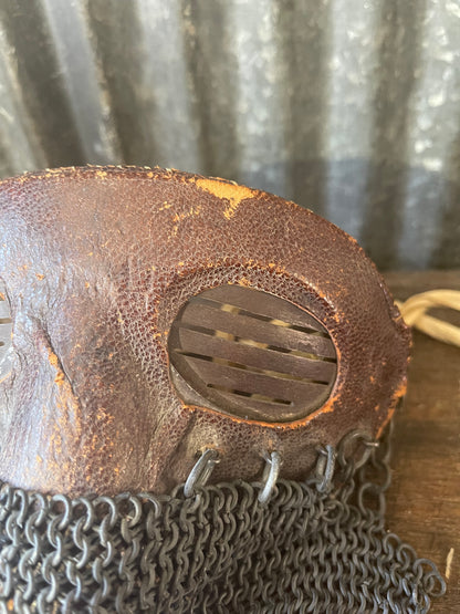 WWI British Tank Crew “Splatter Mask” – Leather & Chainmail – Original Royal Tank Corps